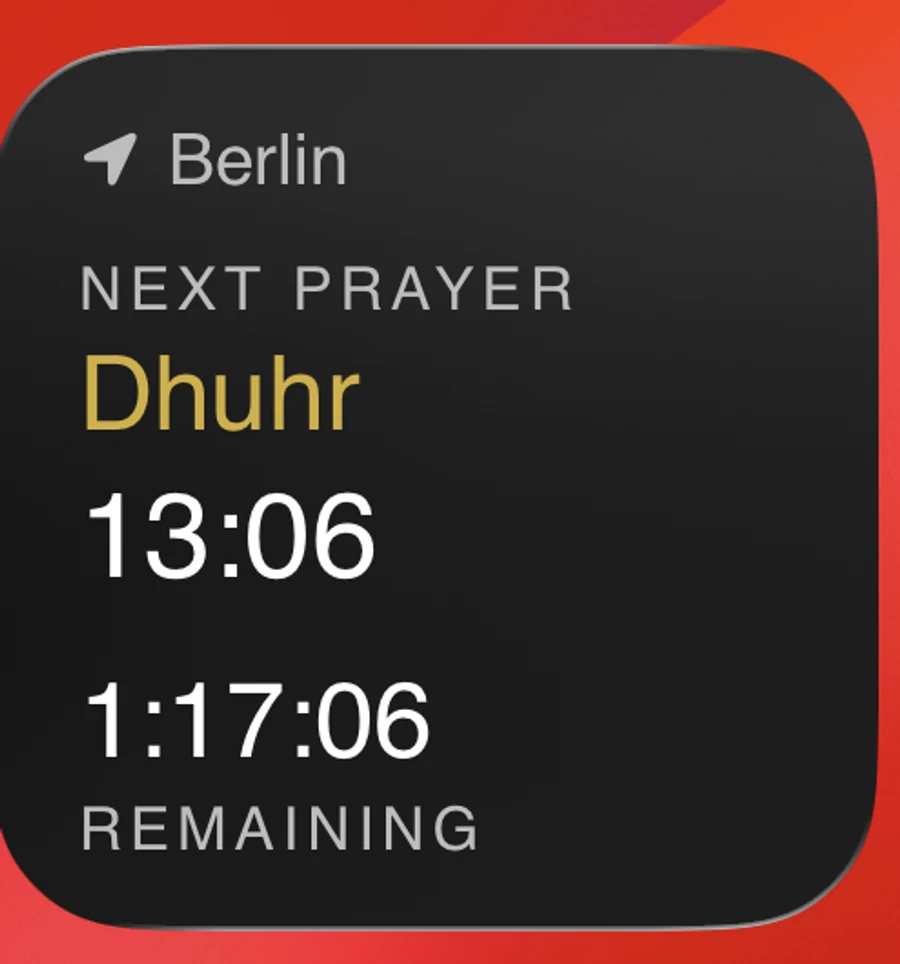 Small widget: next prayer and countdown